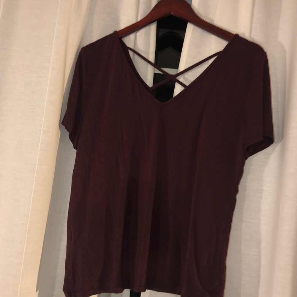 Reversible burgundy V-neck tee